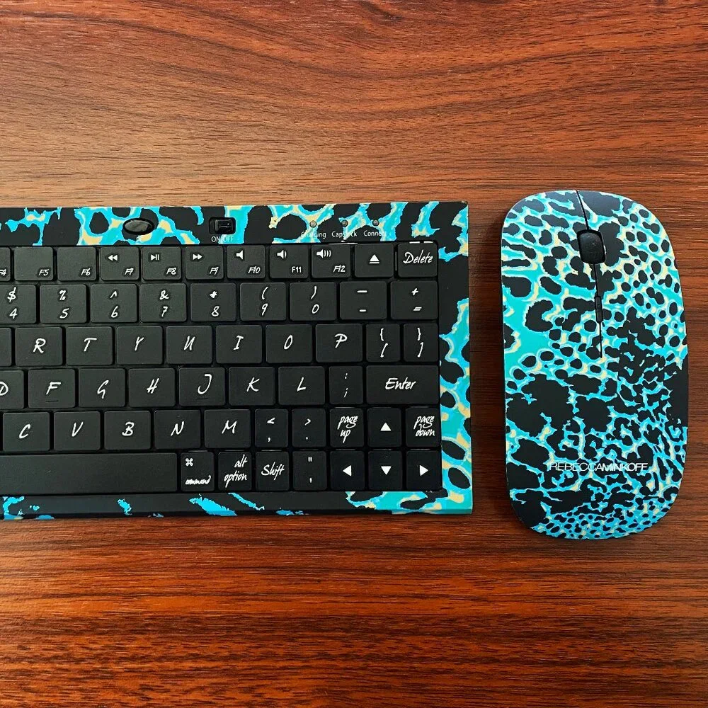 Rebecca Minkoff Blue Leopard Print Wireless Mouse & Keyboard